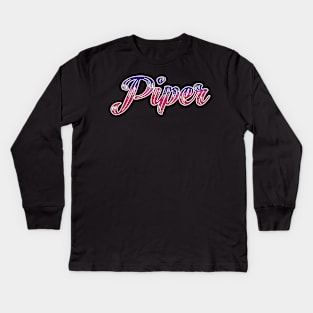 Piper fan art written with Rainbow effect Kids Long Sleeve T-Shirt